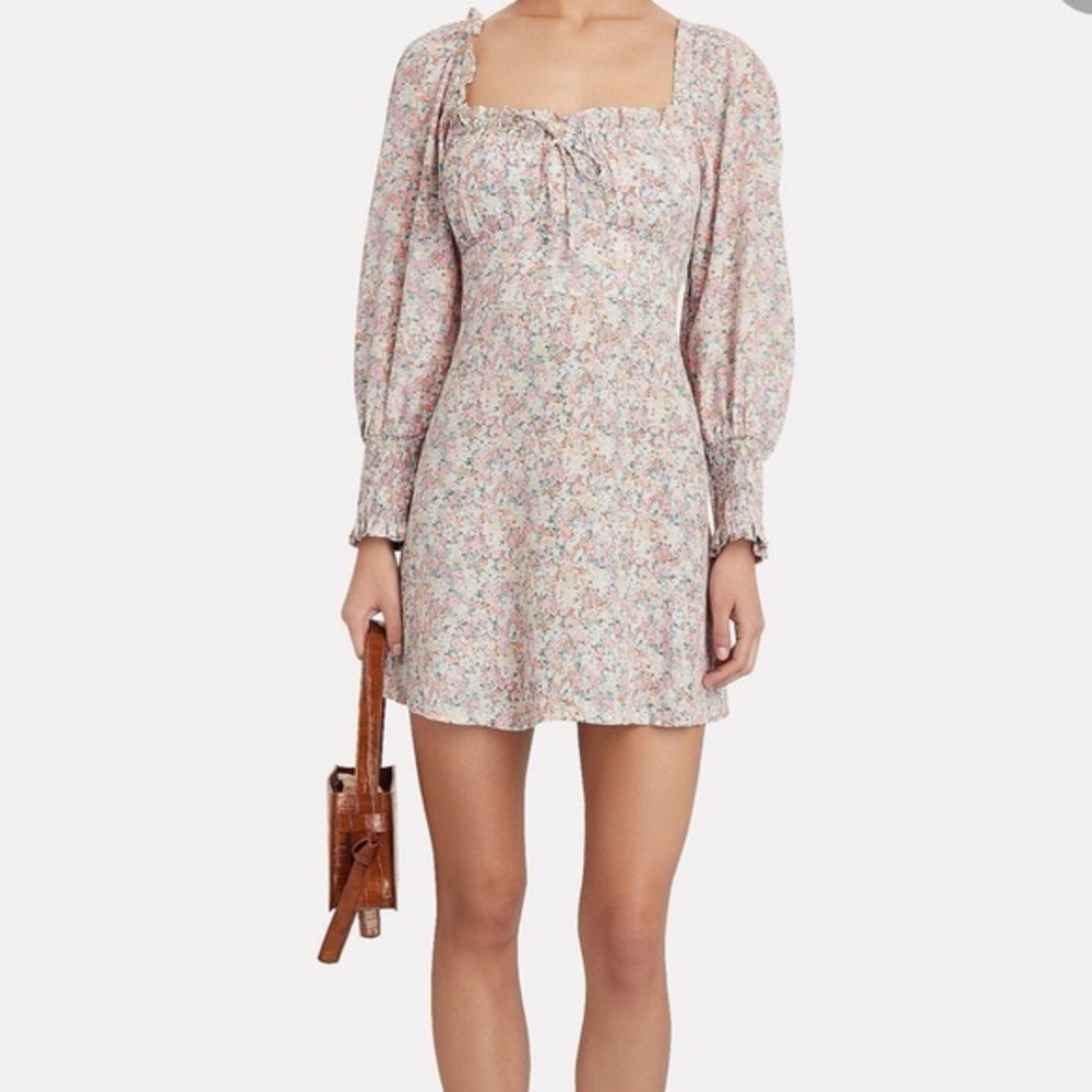 Faithfull the Brand Iro Pastel Floral Square-Neck Mini Dress